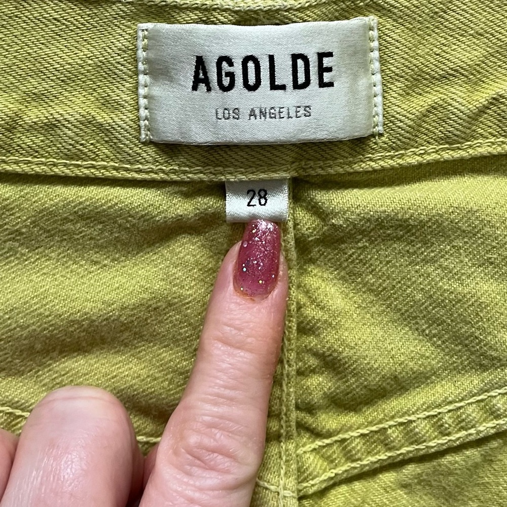Agolde 90s Jeans Matcha Green Loose Fit Button Fly Straight Leg High Rise Sz 28 - Picture 7 of 16